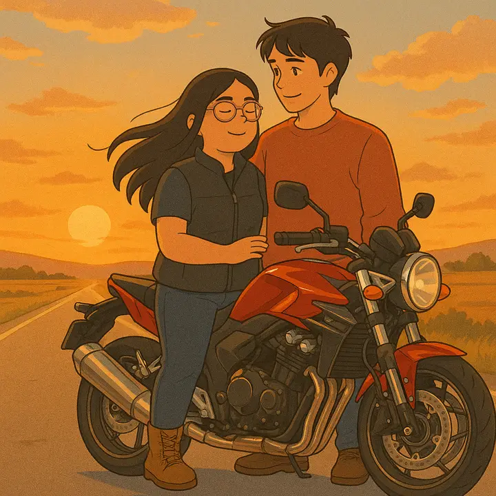 Ilustración de Laura con su compañero